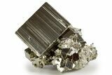 Gleaming Striated Cubic Pyrite Cluster - Peru #341556-1